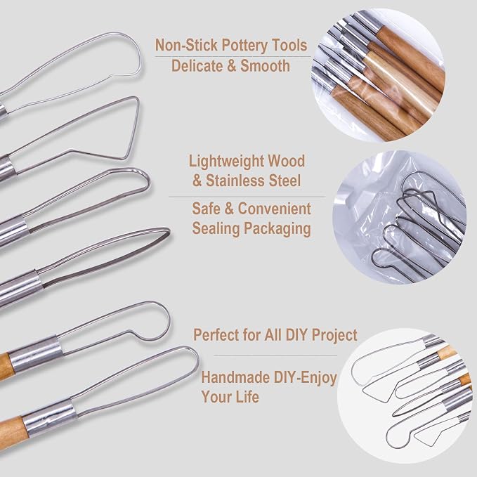 EuTengHao 61Pcs Ceramic Clay Tools Kit Pottery Tools Clay Sculpting Shapers - Image 2