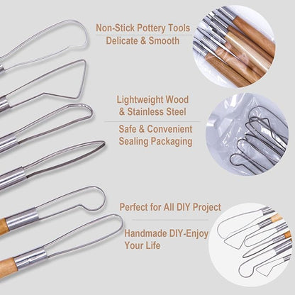EuTengHao 61Pcs Ceramic Clay Tools Kit Pottery Tools Clay Sculpting Shapers - Image 2