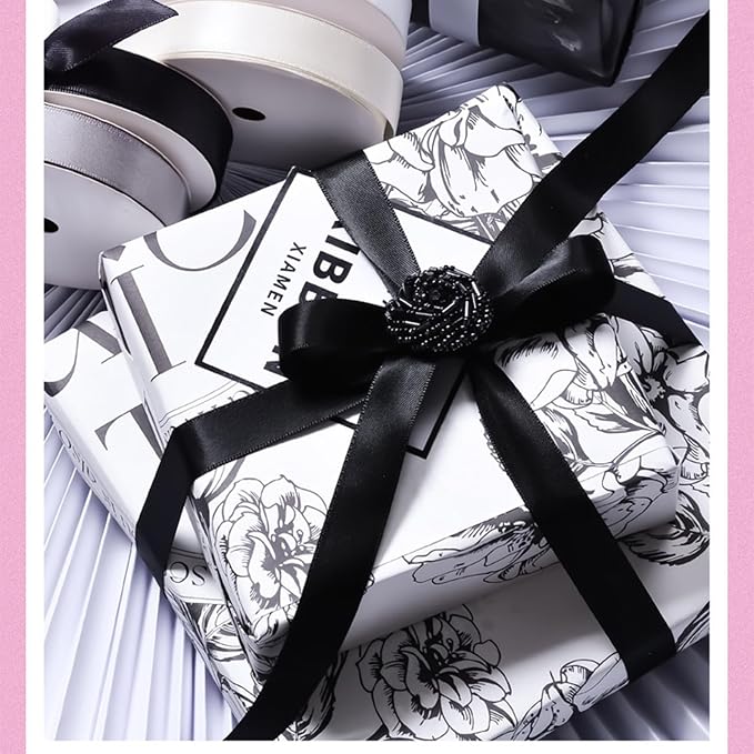 5/8" x 100 Yards Black Polyester Satin Ribbon Single Faced Bulk Fabric Ribbons - Image 3