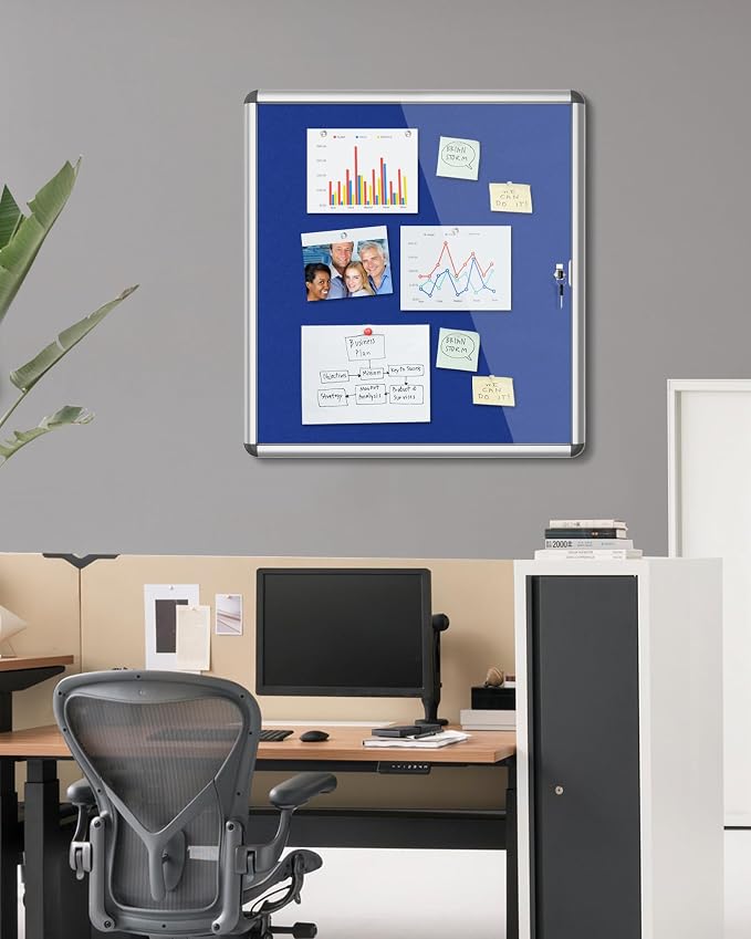 28"x26" Enclosed Bulletin Board, Lockable Weather-Resistant Aluminum Cork - Image 2