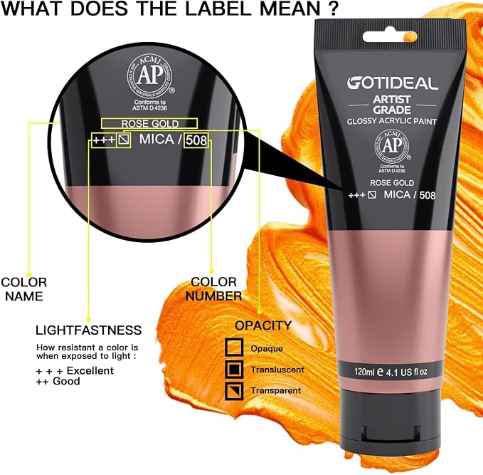 GOTIDEAL Acrylic Paint Metallic Rose Gold Non Toxic Non Fading, Rich Pigments - Image 2