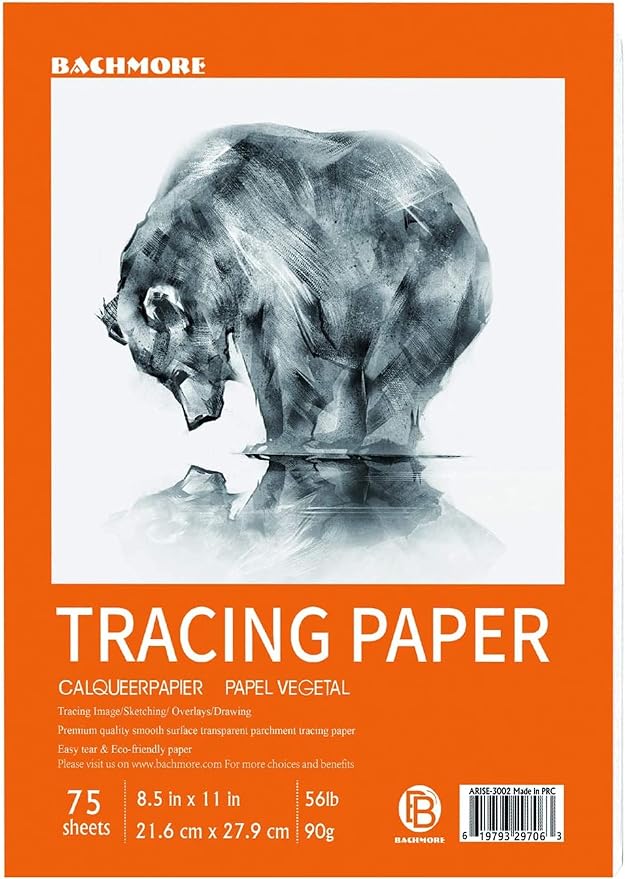 Translucent Vellum Paper, Bachmore 8.5x11 inches Tracing Pad, 75 Sheets by BB+Bachmore