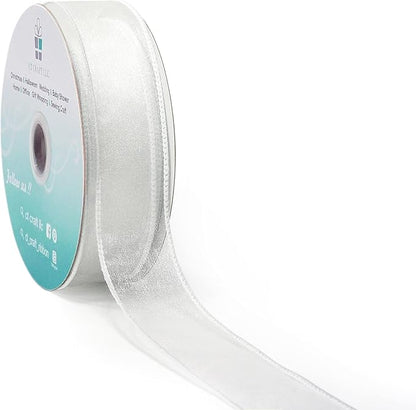 CT CRAFT LLC Sheer Organza Wired Ribbon 1.5" x 50Yards White by CTCRAFTLLC