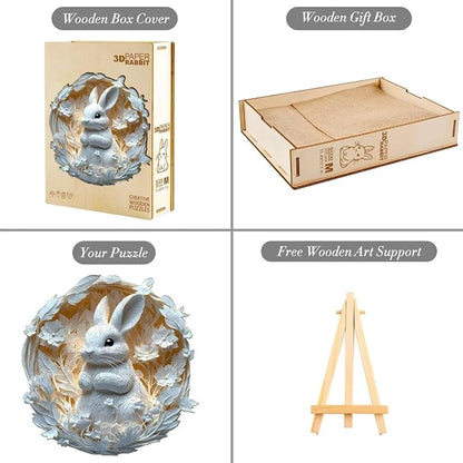 Wooden Puzzles Adults, 3D Paper Rabbit Puzzles 290 Pieces, Unique Animal Shaped - Image 4