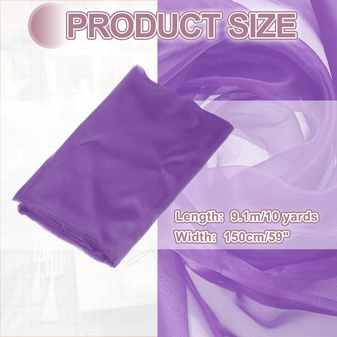 MECCANIXITY Iridescent Sheer Organza Fabric, 10 Yards x 59 Inches Solid - Image 2