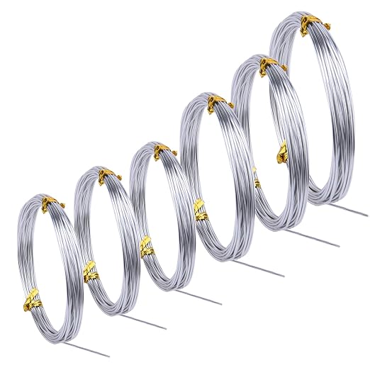 6 Rolls Silvery DIY Craft Art Aluminum Wire, 3mm in Diameter by Sunmns