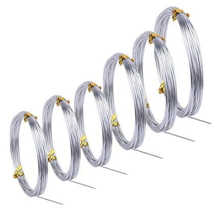 6 Rolls Silvery DIY Craft Art Aluminum Wire, 3mm in Diameter by Sunmns