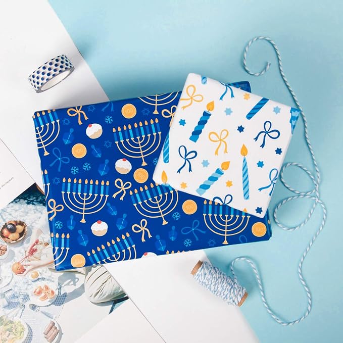 WRAPAHOLIC 30 Inch Hanukkah Wrapping Paper Roll - Image 5