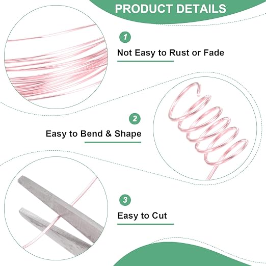 0.8 mm/20 Gauge Copper Wire for Jewelry Making, 7.5FT Copper Beading Craft Wire - Image 2