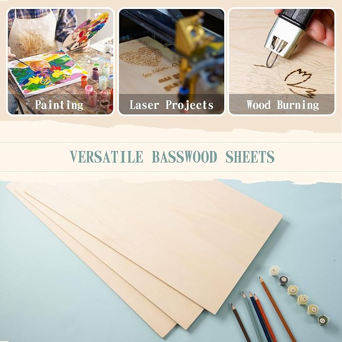 6 Pack 12 x 24 x 1/4 Inch-6mm Thick Basswood Sheets - Image 4