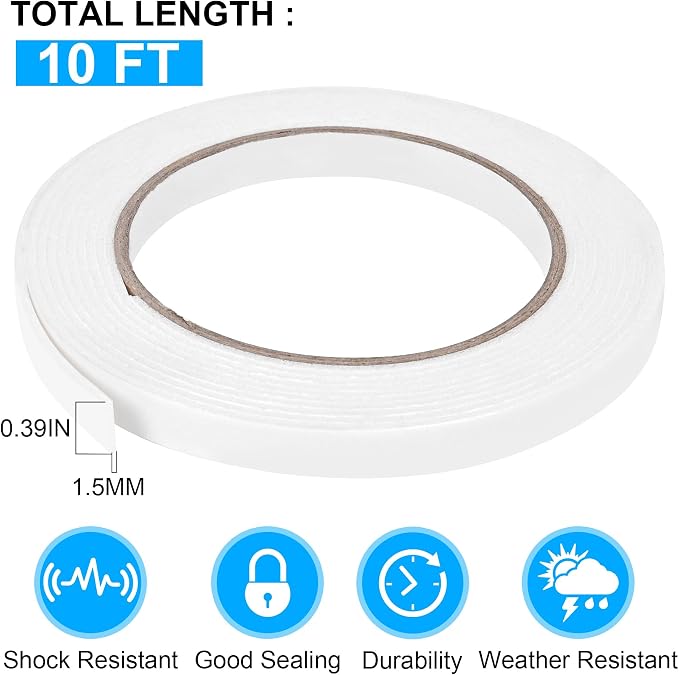 ToLanbbt Double Sided Foam Tape 0.39In x 10FT, Mounting Tape Heavy Duty - Image 2