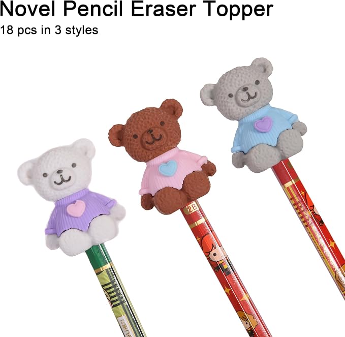 HILAZA 18Pcs Pencil Top Erasers - Image 2