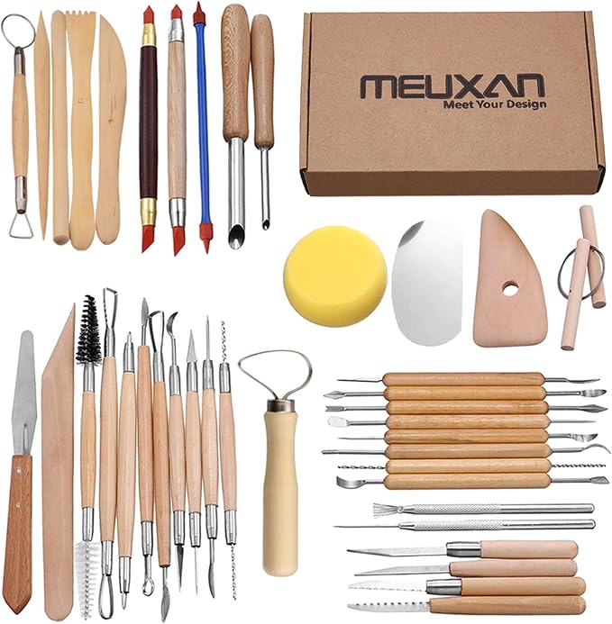 Meuxan 40PCS Pottery Tool Set Clay Sculpting Modeling Tools by Meuxan