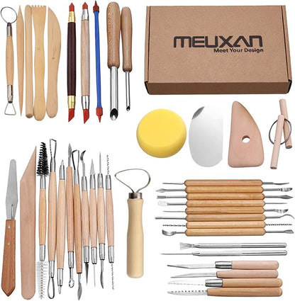 Meuxan 40PCS Pottery Tool Set Clay Sculpting Modeling Tools by Meuxan