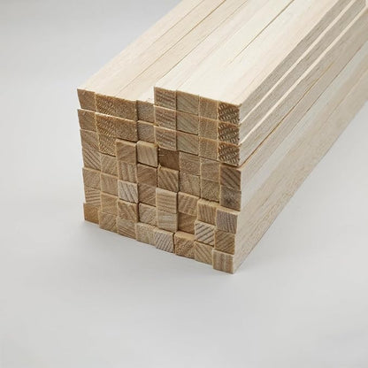 60pcs Dowel Rods 3/8 x 3/8 x 12 inch, Square Wood by BARSHASPACE