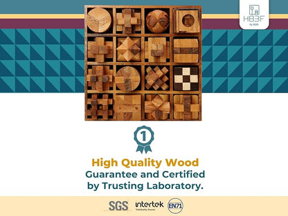 BSIRI 16 in 1 Wooden Brain Teaser Puzzles - Image 3
