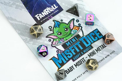 FanRoll Mystery Misfit Baby Metal: Bag of 7 Assorted Mini Polyhedral Metal Dice - Image 3