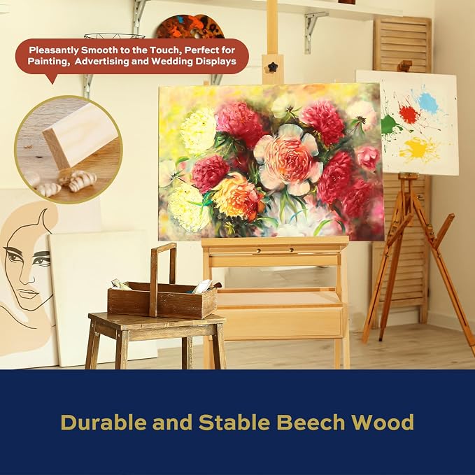 Large Adjustable Beech Wood Painting Easel - Image 7