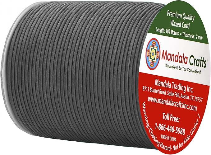 Mandala Crafts 2mm 109 Yards Traffic Gray Cotton Waxed Cord - Image 2