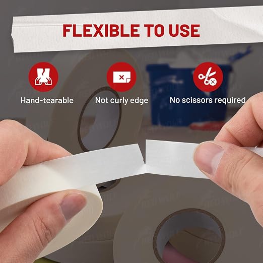 RED WOLF 0.94" x 60 Yards Masking Tape 6 Pack, General Purpose - Image 4