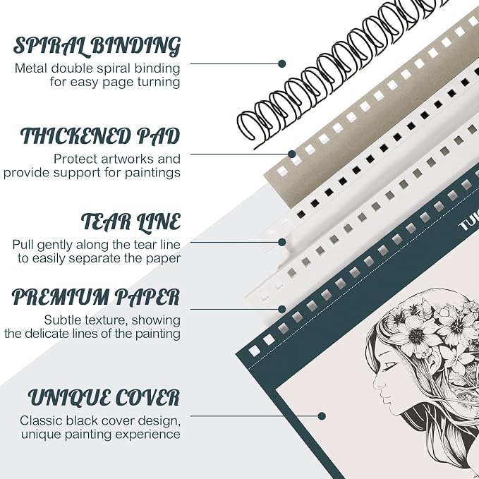 Sketch Book 9×12 inch, Spiral Bound Sketch Pad 50 Sheets, Acid-Free Sketchbook - Image 2