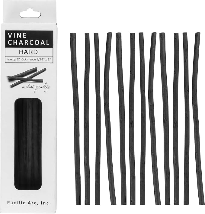 Pacific Arc Artist Vine Charcoal, Artist Vine Charcoal Sticks, Hard and Smooth by PacificArc