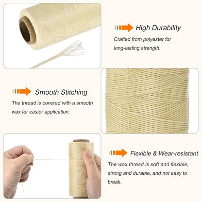 MECCANIXITY Waxed Thread, 284 Yard 0.8mm 150D Flat Wax Thread Polyester Waxed - Image 3