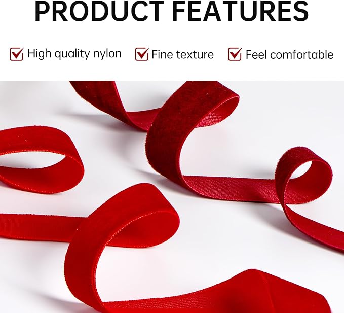 Red Velvet Ribbon 3/8'' 2 Rolls Total 30 Yards, Use - Image 5