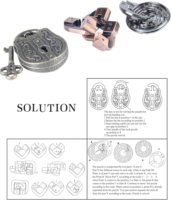 Brain Teaser Puzzle for Adults Puzzles Metal Hole Lock Adult Educational Toy - Image 2