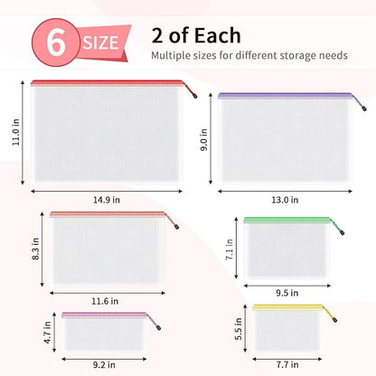 Umriox Zipper Bags, 6 Assorted Size, Project Bags - Image 2