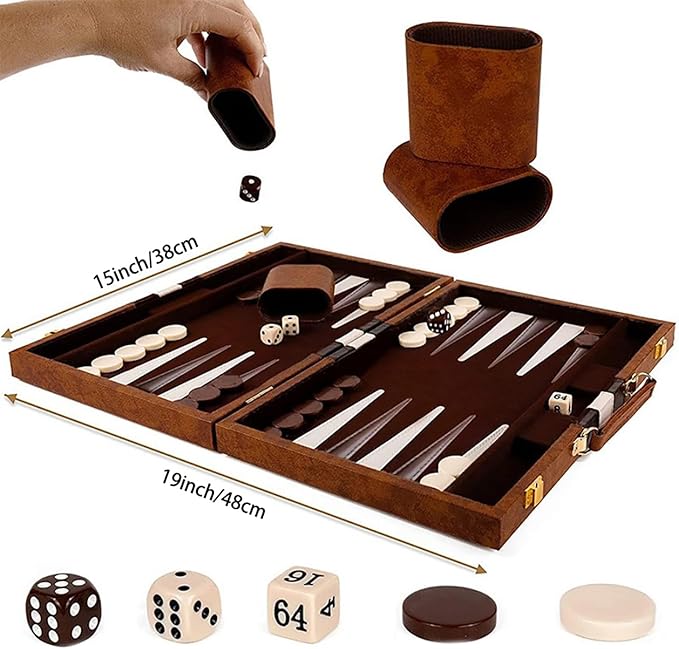 15inch Backgammon Set Classic Folding Board - Image 3