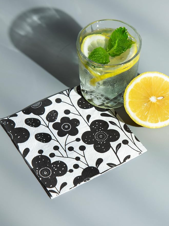 80 pack Designer Cocktail Beverage Napkins, 3-Ply 5x5-inches Disposable - Image 2