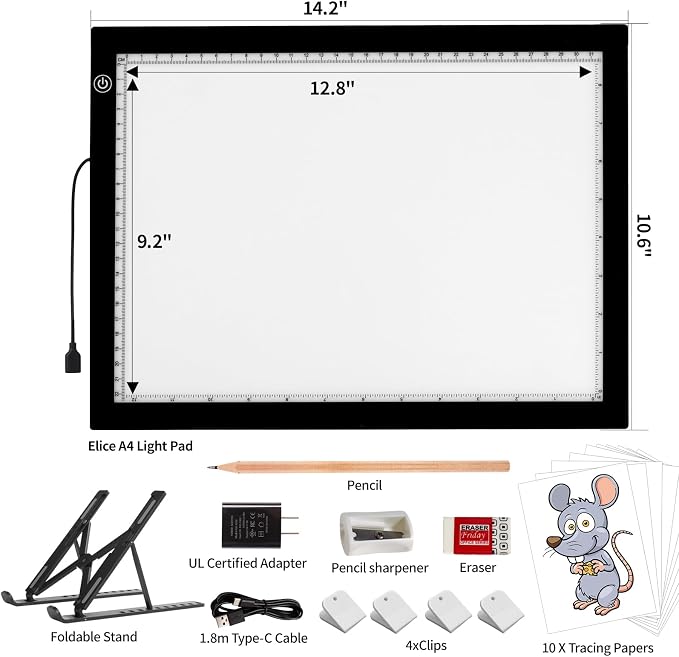 A4 LED Light Box for Tracing, elice Artist Drawing Lightbox Light Table Light - Image 6