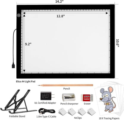 A4 LED Light Box for Tracing, elice Artist Drawing Lightbox Light Table Light - Image 6