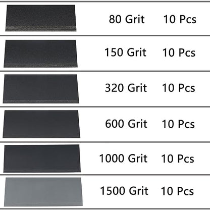 60 Pcs 9x3.6 Inch 8 Grit Mixed Packing Wet and Dry Sandpaper Sheets, - Image 2