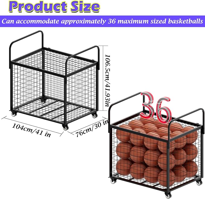 Ball Storage - 22.83" Basketball Cart - Image 3
