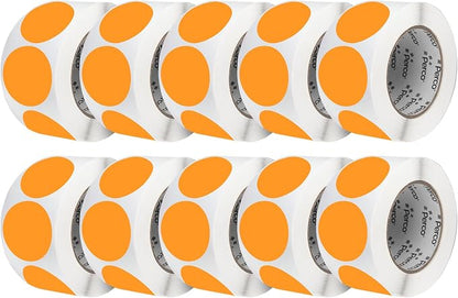 Perco Fluorescent Orange 3-Inch Perforated Circle Dot Sticker Labels — 10 Rolls by Perco