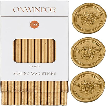 Copper Gold Wax Seal Sticks, ONWINPOR 20pcs Antique Gold Wax Sealing Sticks by ONWINPOR