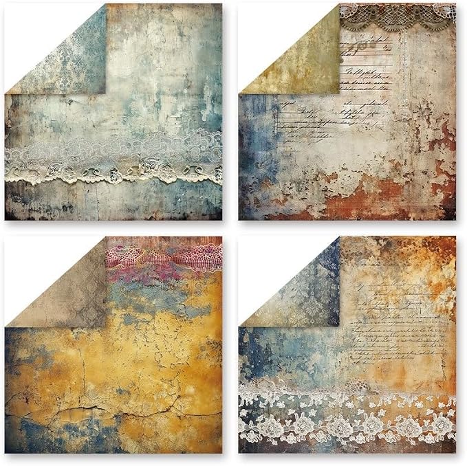 Vintage Lace Pattern Scrapbook Paper Pad 12×12, 24 Sheets Double-Sided Coffee - Image 5
