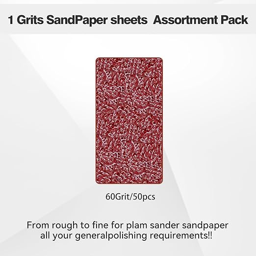 1/4 Sandpaper Sheet – 4-1/2” x 5-1/2”, P60 Grit, Plain Backing - Image 3