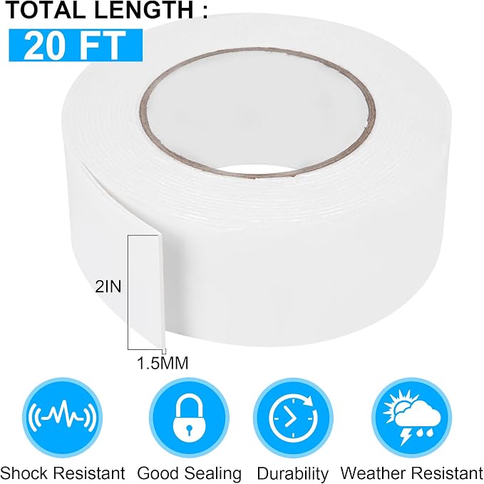 ToLanbbt Double Sided Foam Tape 2In x 20FT, Mounting Tape Heavy Duty, Strong - Image 2
