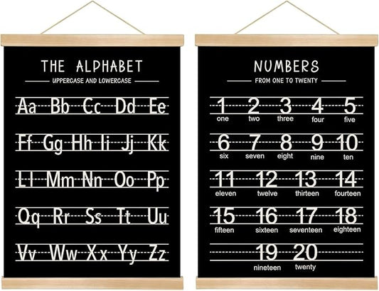 Alphabet and Numbers Wall Chart Set of 2, Kids Educational Posters, ABC and by You+found+a+duck