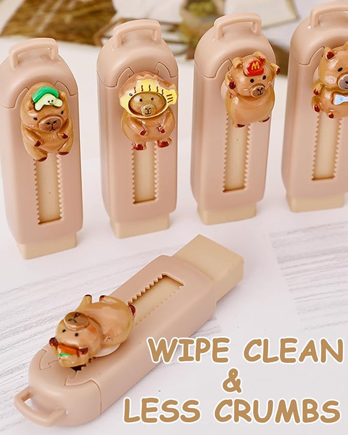 5 Pack Capybara Retractable Erasers, Cute Pencil Erasers - Image 4
