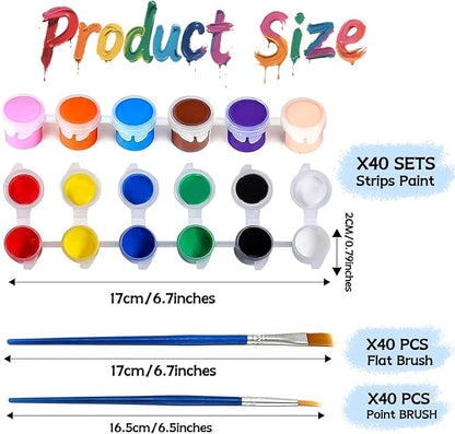 40 Pack Mini Acrylic Paint Set, 12 Colors Washable Paint Strips - Image 2