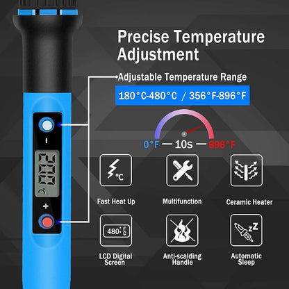 Soldering Iron Kit, 80W 110V Fast Heat up in 10s LCD Digital Adjustable - Image 3