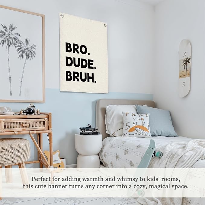 Boys Room Decor, Playroom Wall Decor, Bro Dude Bruh Wall Hanging Pennant Flag - Image 4