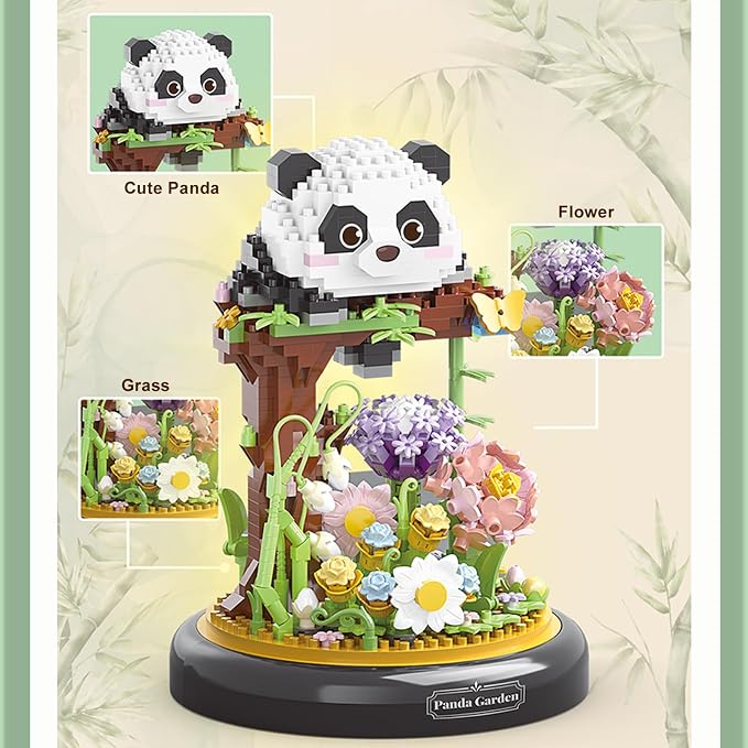 Panda Flower Building Set for Adult Plant Friend Set Bonsai Tree Party Favors - Image 5