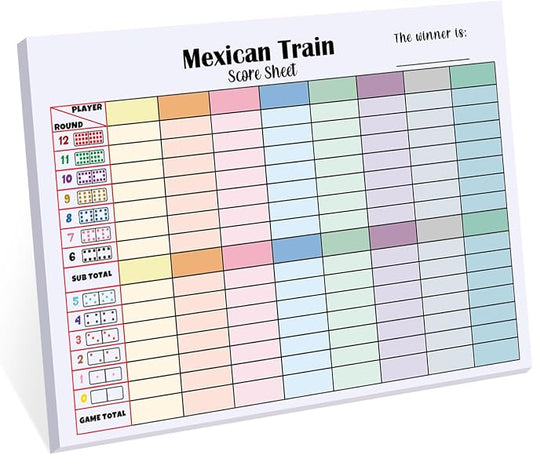 1 Pack 60 Sheets Mexican Train Score Pads Colorful Chicken Foot Dominoes Game by Halloscume