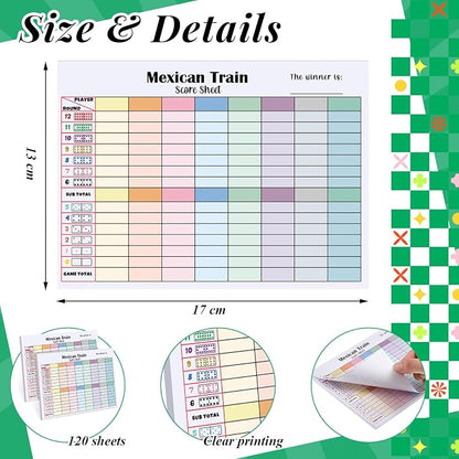 1 Pack 60 Sheets Mexican Train Score Pads Colorful Chicken Foot Dominoes Game - Image 2