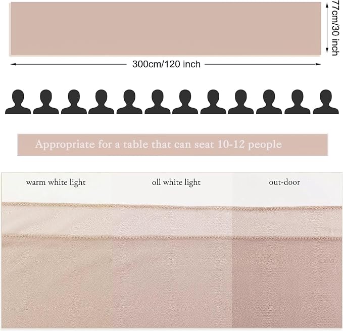 5 Packs Champagne Chiffon Table Runner 30 x 120 Inches Sheer Table Runner 10ft - Image 5